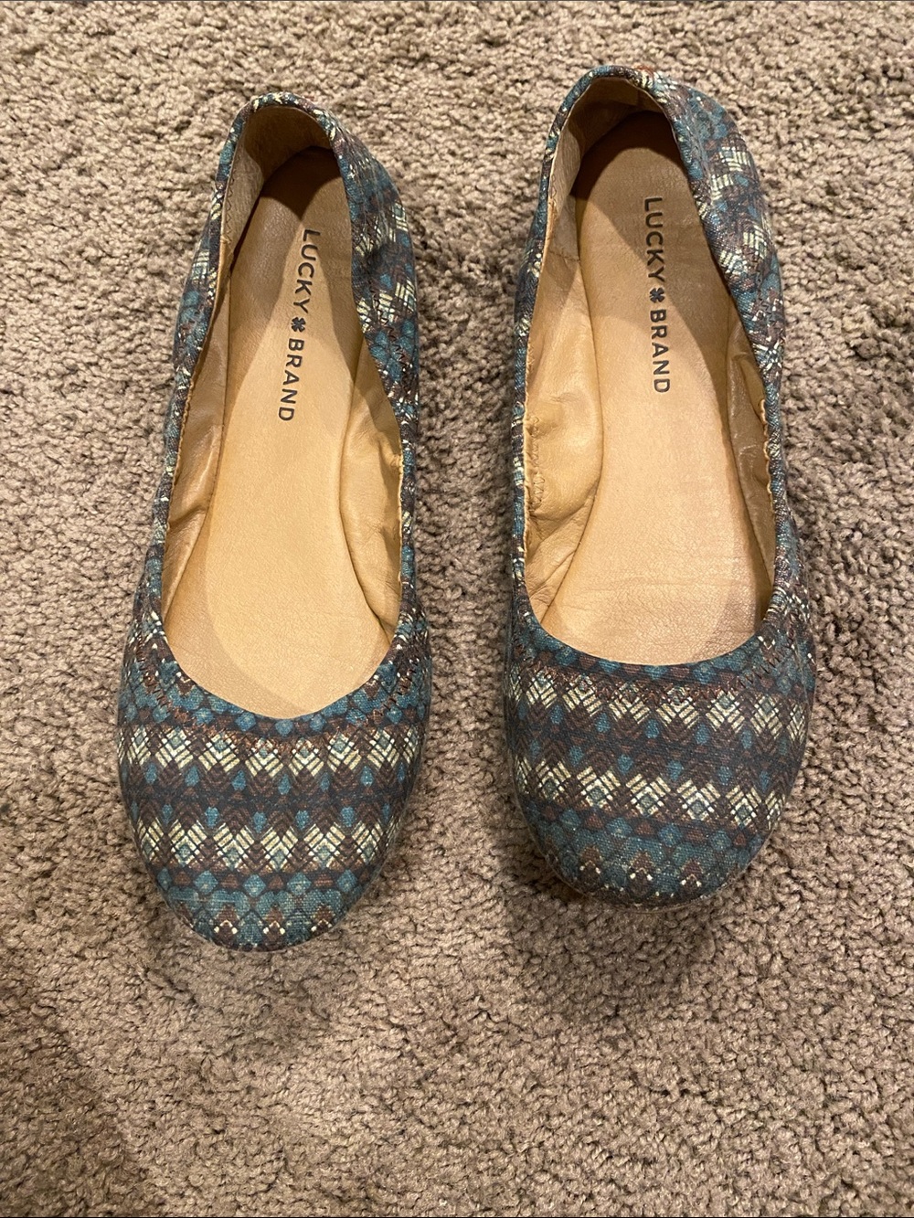 Lucky Brand Women's Blue Patterned Ballet Flats